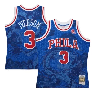 Sofisticato Ottimo Allen Iverson Philadelphia 76ers 1996/97 Hardwood Classics Asian Heritage 6.0 Swingman Throwback Player Jersey Royal