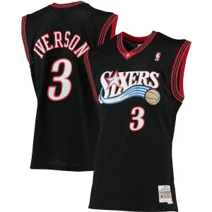 Delizioso Allen Iverson Philadelphia 76ers 2000/01 Big & Tall Hardwood Classics Swingman Jersey Black/Red/Royal/White