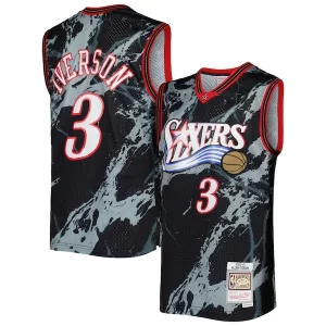 Sofisticato Classico Allen Iverson Philadelphia 76ers 2000/01 Hardwood Classics Marble Swingman Jersey Black