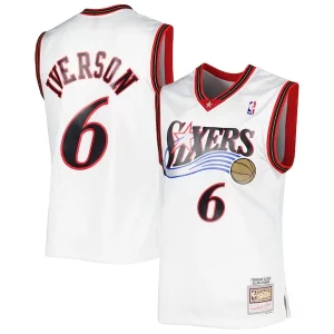 Accattivante Allen Iverson Philadelphia 76ers 2001/02 Hardwood Classics Swingman Jersey White/Red