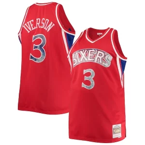 Cool Trendy Fascinante Allen Iverson Philadelphia 76ers Big & Tall 1996/97 NBA 75th Anniversary Diamond Swingman Jersey Red