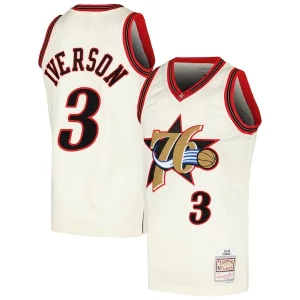 Trendy Allen Iverson Philadelphia 76ers Chainstitch Swingman Jersey Cream