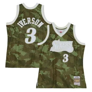 Incantevole Trendy Lussuoso Allen Iverson Philadelphia 76ers Hardwood Classics 1997/98 Ghost Green Swingman Jersey Camo