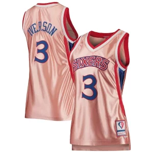 Versatile Allen Iverson Philadelphia 76ers Women's 75th Anniversary Rose Gold 1996 Swingman Jersey Pink