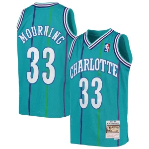 Gorgeous Prestigioso Duraturo Alonzo Mourning Charlotte Hornets Youth 1992/93 Hardwood Classics Swingman Jersey Teal