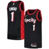 Moderno Elegante Eccezionale Anfernee Simons Portland Trail Blazers Nike Swingman Player Jersey City Edition Black/Red
