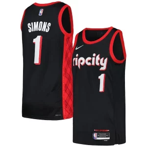 Moderno Elegante Eccezionale Anfernee Simons Portland Trail Blazers Nike Swingman Player Jersey City Edition Black/Red