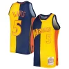 Gorgeous Baron Davis Golden State Warriors Hardwood Classics 2006/07 Split Swingman Jersey Navy/Gold