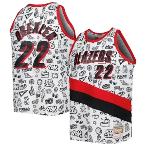 Trendy Resistente Clyde Drexler Portland Trail Blazers 1991/92 Hardwood Classics Doodle Swingman Player Jersey White