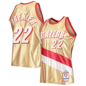 Resistente Gorgeous Bellissimo Clyde Drexler Portland Trail Blazers 75th Anniversary 1991/92 Hardwood Classics Swingman Jersey Gold