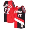 Meraviglioso Clyde Drexler Portland Trail Blazers Hardwood Classics 1991/92 Split Swingman Jersey Red/Black