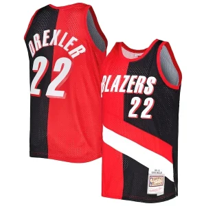 Meraviglioso Clyde Drexler Portland Trail Blazers Hardwood Classics 1991/92 Split Swingman Jersey Red/Black