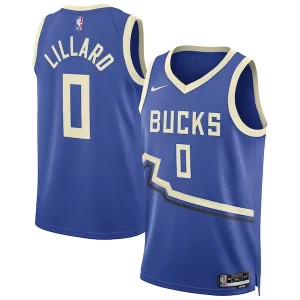 Ottimo Cool Accattivante Damian Lillard Milwaukee Bucks Nike Unisex 2024/25 Swingman Player Jersey City Edition Royal