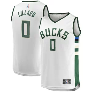Attraente Damian Lillard Milwaukee Bucks Youth Fast Break Player Jersey Association Edition White
