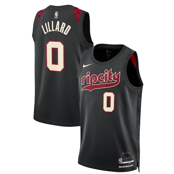 Accattivante Comodo Trendy Damian Lillard Portland Trail Blazers Nike Unisex 2023/24 Swingman Jersey Black City Edition