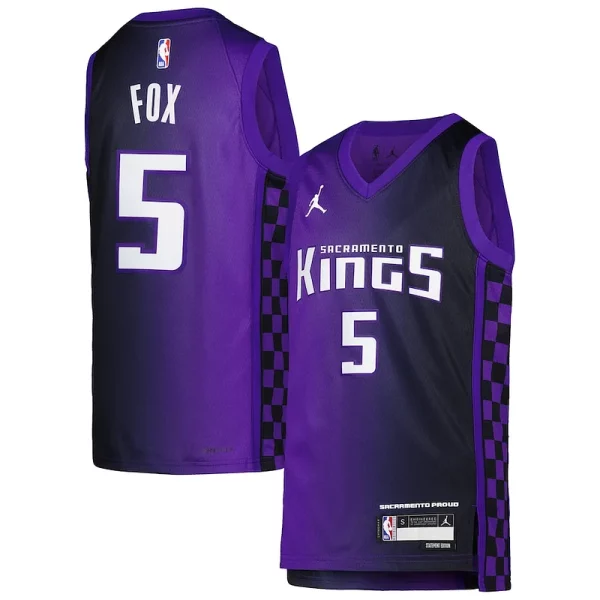 Resistente Elegante Meraviglioso De'Aaron Fox Sacramento Kings Jordan Brand Youth Swingman Jersey Statement Edition Purple