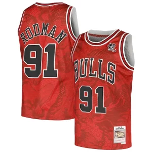 Robusto Carino Dennis Rodman Chicago Bulls 1997/98 Hardwood Classics Asian Heritage 6.0 Swingman Throwback Player Jersey Red