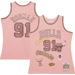 Sofisticato Dennis Rodman Chicago Bulls 1997/98 Swingman Sidewalk Sketch Jersey Pink