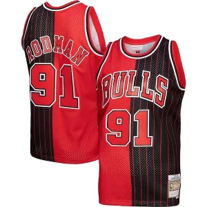 Sofisticato Elegante Dennis Rodman Chicago Bulls Hardwood Classics 1995/96 Split Swingman Jersey Red/Black