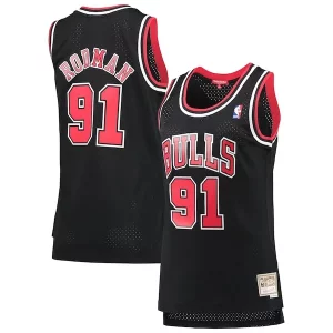 Gorgeous Dennis Rodman Chicago Bulls Women's Hardwood Classics Swingman Jersey Black
