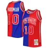 Robusto Dennis Rodman Detroit Pistons Hardwood Classics 1988/89 Split Swingman Jersey Blue/Red