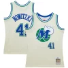 Comodo Dirk Nowitzki Dallas Mavericks Chainstitch Swingman Jersey Cream