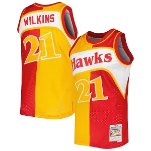 Pratico Moderno Delizioso Dominique Wilkins Atlanta Hawks Hardwood Classics 1986/87 Split Swingman Jersey Yellow/Red