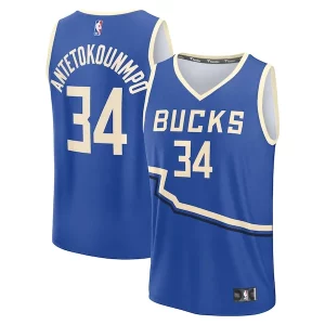 Accattivante Giannis Antetokounmpo Milwaukee Bucks Youth 2024/25 Fast Break Player Jersey City Edition Royal