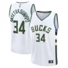 Fascinante Giannis Antetokounmpo Milwaukee Bucks Fast Break Replica Player Jersey Association Edition White