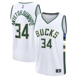 Fascinante Giannis Antetokounmpo Milwaukee Bucks Fast Break Replica Player Jersey Association Edition White