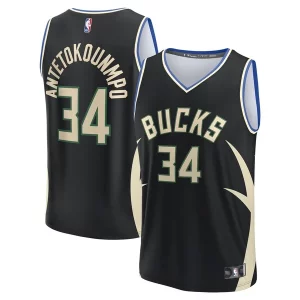 Prestigioso Giannis Antetokounmpo Milwaukee Bucks Fast Break Replica Player Jersey Statement Edition Black