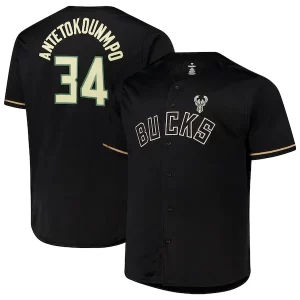 Ottimo Delizioso Duraturo Giannis Antetokounmpo Milwaukee Bucks Profile Big & Tall Name & Number Button Up Jersey Black