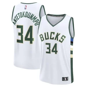 Pratico Cool Lussuoso Giannis Antetokounmpo Milwaukee Bucks Fast Break Replica Player Jersey Association Edition White
