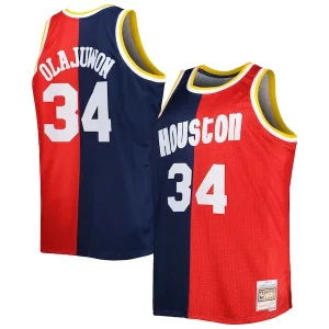 Pratico Stupendo Hakeem Olajuwon Houston Rockets Big & Tall Hardwood Classics 1993/94 Split Swingman Jersey Navy/Red