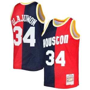 Meraviglioso Accattivante Hakeem Olajuwon Houston Rockets Hardwood Classics 1993/94 Split Swingman Jersey Navy/Red