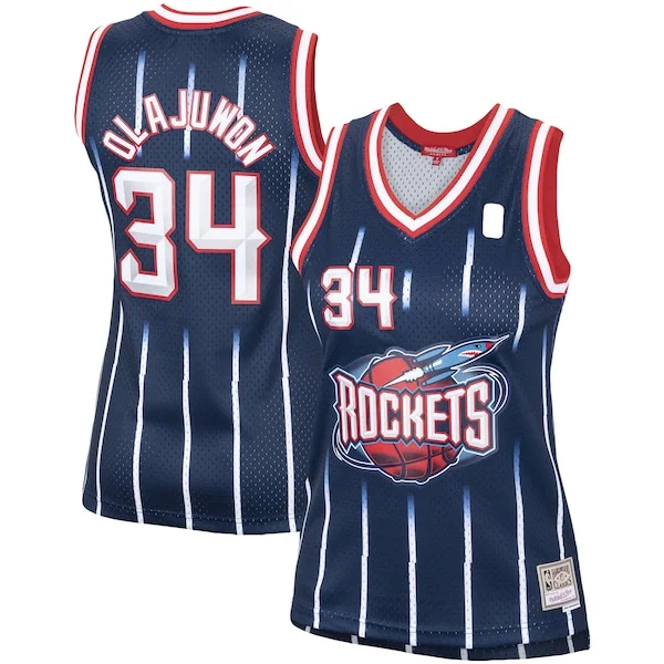 Fantastico Attraente Accattivante Hakeem Olajuwon Houston Rockets Women's Hardwood Classics Swingman Jersey Navy/Red