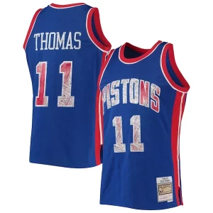 Ottimo Splendido Isiah Thomas Detroit Pistons 1988/89 Hardwood Classics NBA 75th Anniversary Diamond Swingman Jersey Blue