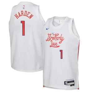Incantevole Duraturo James Harden Philadelphia 76ers Nike Youth 2022/23 Swingman Jersey City Edition White