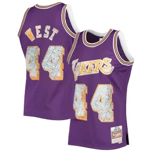 Moderno Jerry West Los Angeles Lakers 1971/72 Hardwood Classics NBA 75th Anniversary Diamond Swingman Jersey Purple