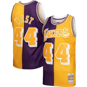 Delizioso Resistente Jerry West Los Angeles Lakers Hardwood Classics 1971/72 Split Swingman Jersey Purple/Gold