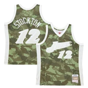 Pratico John Stockton Utah Jazz Hardwood Classics 1998/99 Ghost Green Swingman Jersey Camo