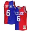 Prestigioso Julius Erving Philadelphia 76ers Hardwood Classics 1982/83 Split Swingman Jersey Royal/Red