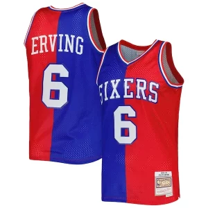 Prestigioso Julius Erving Philadelphia 76ers Hardwood Classics 1982/83 Split Swingman Jersey Royal/Red