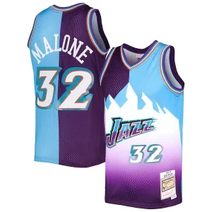 Magnifico Fascinante Elegante Karl Malone Utah Jazz Hardwood Classics 1996/97 Split Swingman Jersey Purple/Turquoise