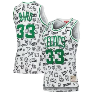Delizioso Larry Bird Boston Celtics Women's 1985 Doodle Swingman Jersey White