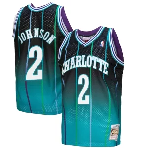 Cool Classico Resistente Larry Johnson Charlotte Hornets 1992/93 Hardwood Classics Fadeaway Swingman Player Jersey Teal/Black