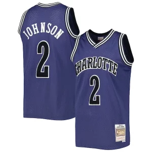 Classico Pratico Larry Johnson Charlotte Hornets 1994/95 Hardwood Classics Off Court Swingman Jersey Purple