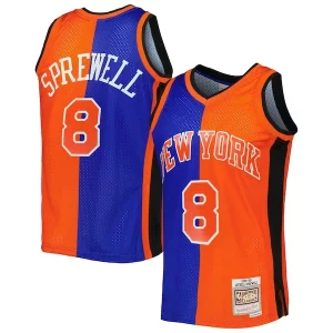 Meraviglioso Latrell Sprewell New York Knicks Hardwood Classics 1998/99 Split Swingman Jersey Blue/Orange