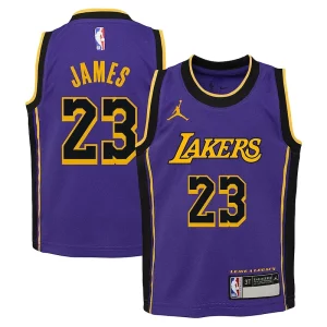Trendy LeBron James Los Angeles Lakers Jordan Brand Preschool 2022/23 Dri FIT Replica Jersey Statement Edition Purple