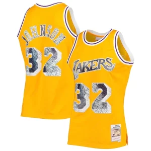 Raffinato Magic Johnson Los Angeles Lakers 1984/85 Hardwood Classics NBA 75th Anniversary Diamond Swingman Jersey Gold